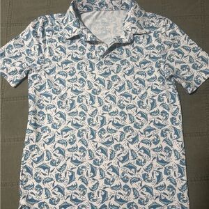 Southern Tide Blue and White Graphic Polo